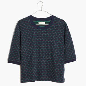 Madewell Cherry Jacquard Cropped Short Sleeve Top Stretchy Cute Size Medium